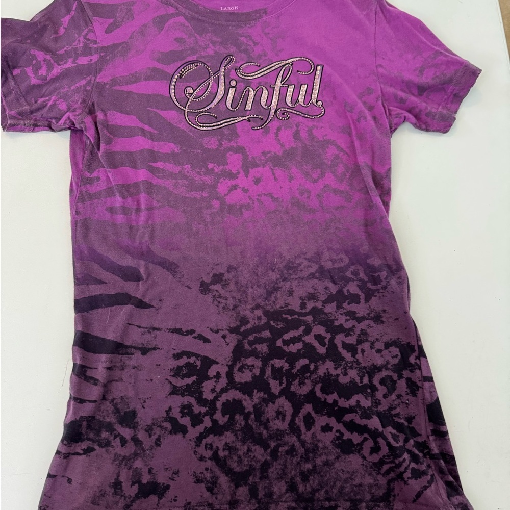 Sinful Purple and Black Short Sleeve Tee